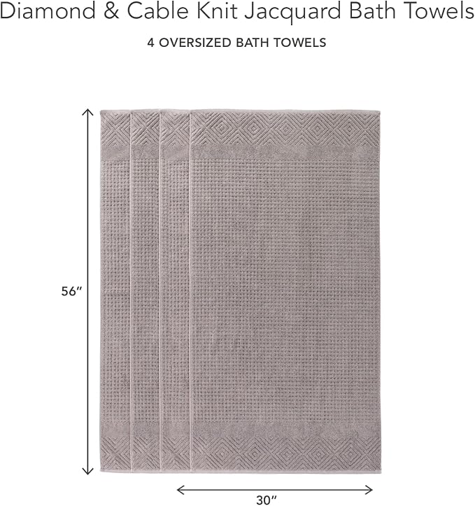 Texere 100% Organic Cotton Diamond Jacquard 700 GSM Luxury Bath Towel Sets - Image 6