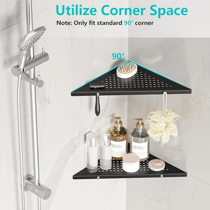 10" Bathroom Corner Shelf, 2 Pack Recessed Shower Shelf Caddy, SUS304 Stainless - Image 3