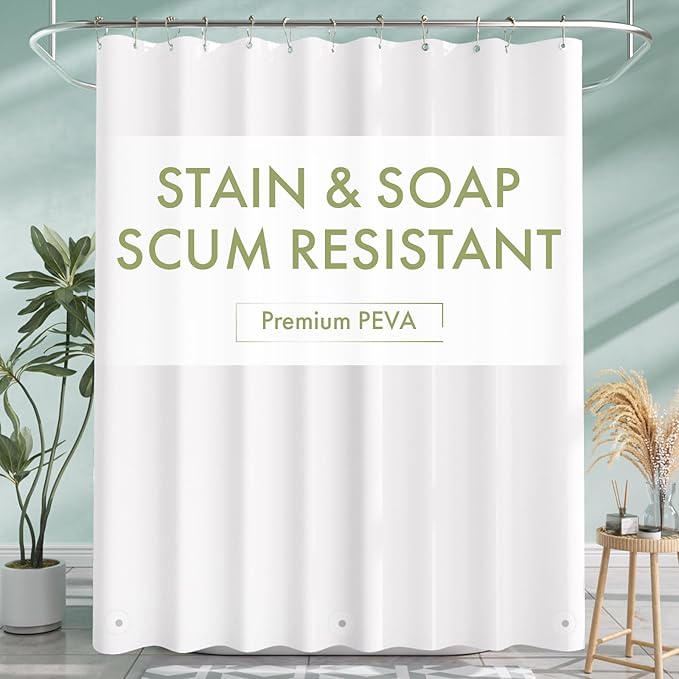 AmazerBath Shower Curtain Liner, 72x72 Plastic White Shower Curtain Liner by AmazerBath