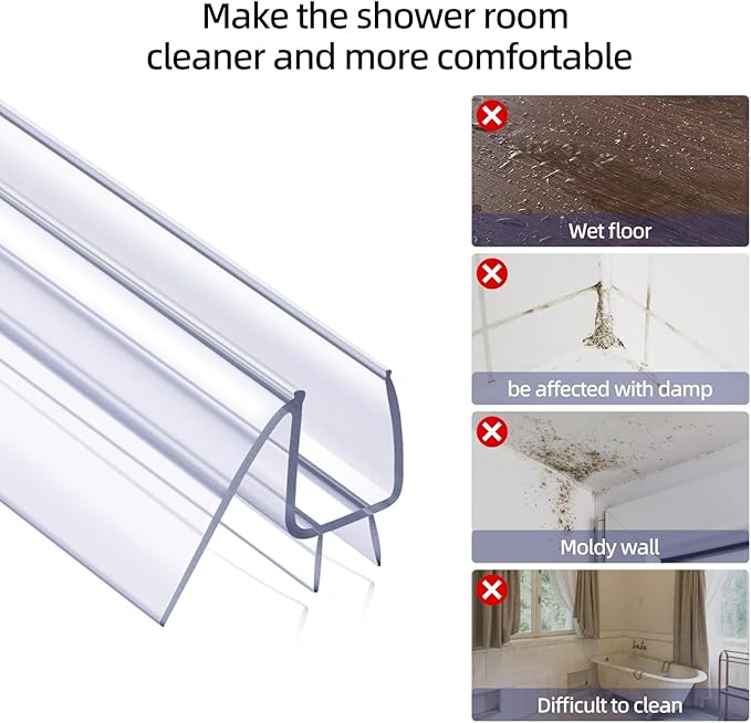 POZIA Shower Door Bottom Seal Frameless Glass Shower Door Seal Strip Clear - Image 6