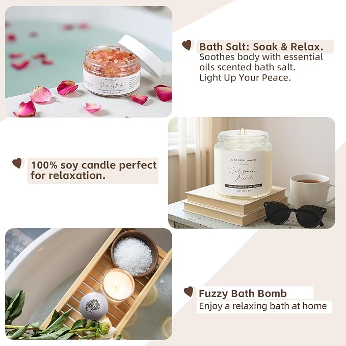 Natural Amor Spa Gift Set for Women – 6 PCS Self Care Relaxation Kit - Image 5