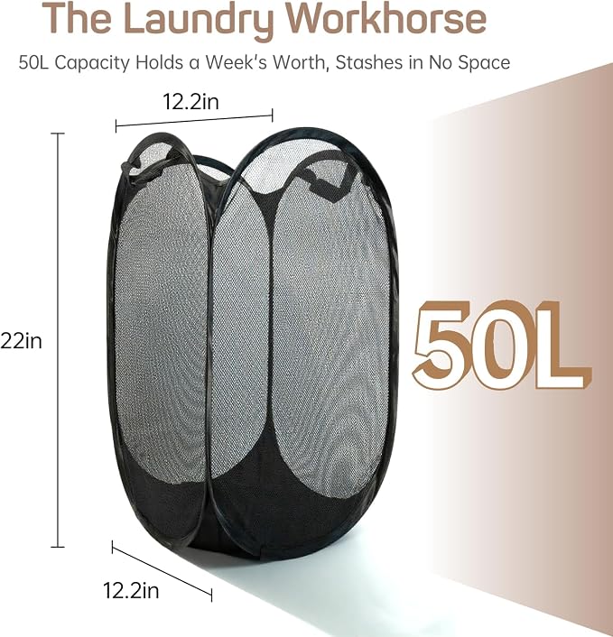 Metal Tilt-Out Laundry Hamper Cabinet, 50L Large-Capacity Hidden Hamper - Image 2