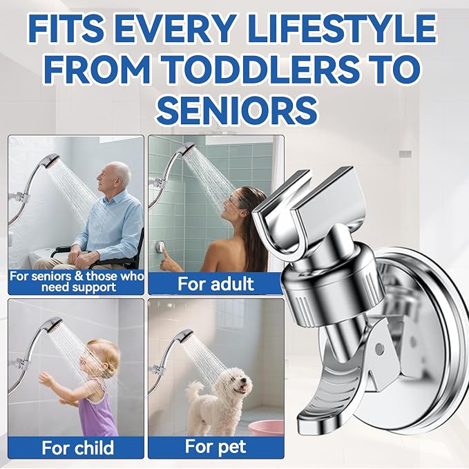 Adjustable Shower Head Holder, Bathroom Suction Cup Bracket - Image 3
