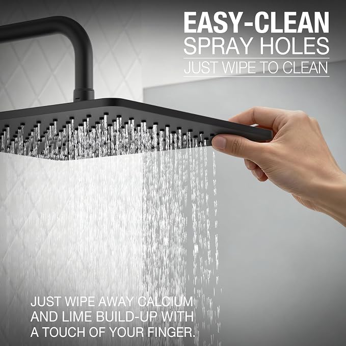 Lava Odoro 12-inch Square Bathtub and Shower Faucet Set Matte Black, Shower - Image 4