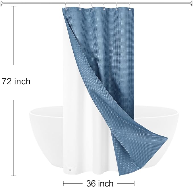 3 in 1 Stall Half Size Moonlight Blue Shower Curtain Set-36 W x 72 H, Modern - Image 8