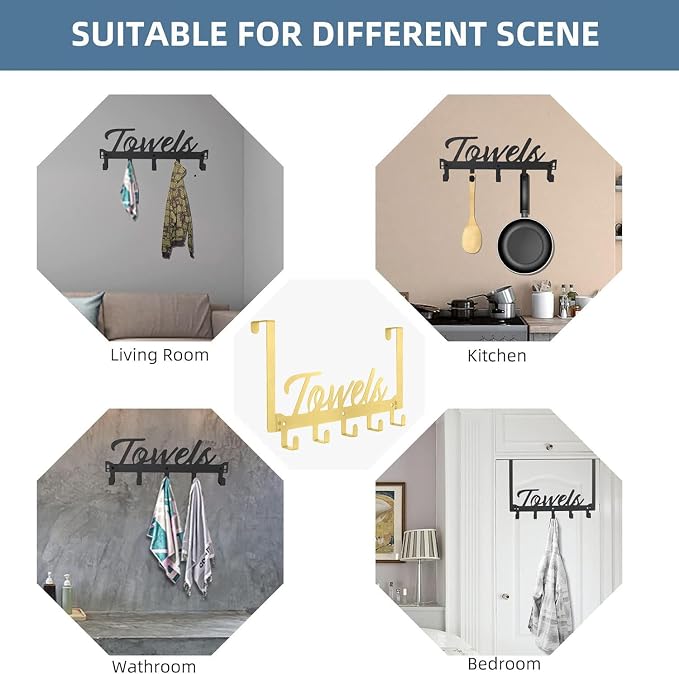 2 Pack Over The Door Hooks, Towel Rack - Image 5