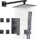 10" Matte Black Rainfall Shower Faucet Set by GBPUSD