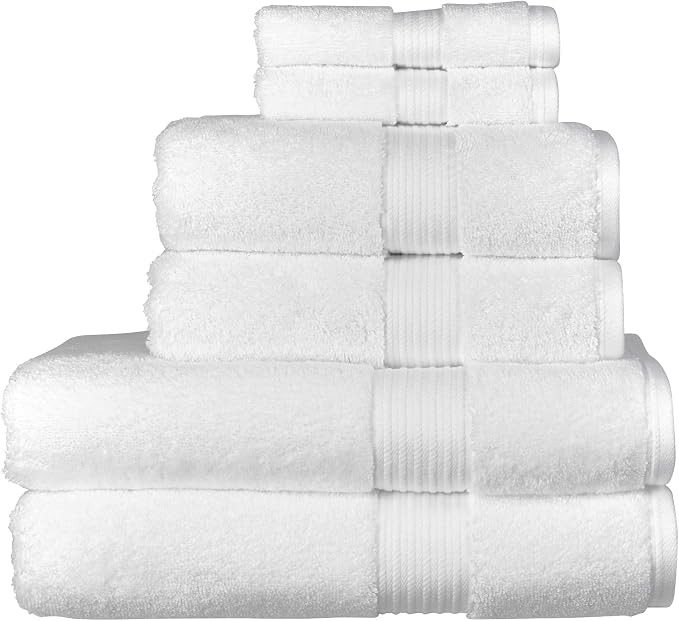 Christy Supreme Hygro 6 Piece Towel Set | White | 100% Luxury Supima Cotton | by Christy