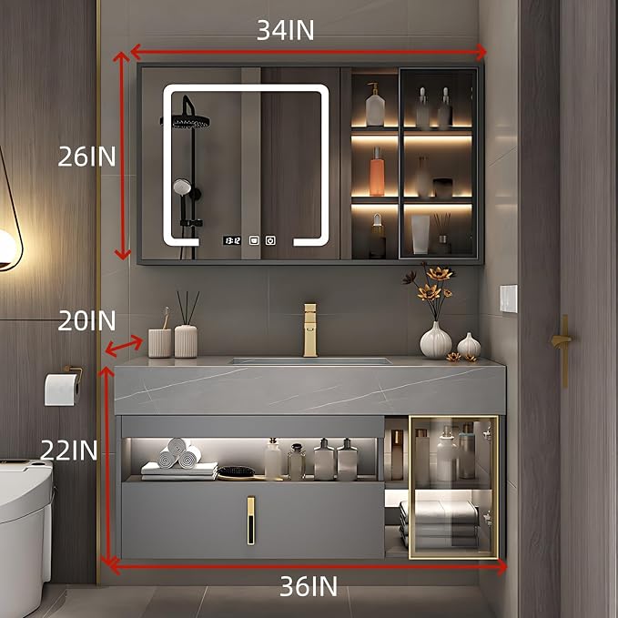 36IN Bathroom Cabinet with Single Sinks - Image 2