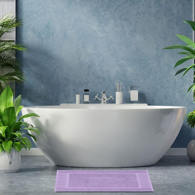 White Classic Luxury Bath Mat Floor Towel Set - Image 8