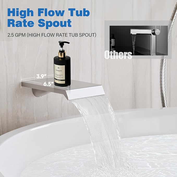 Shower System with Tub Spout, All Metal Tub Shower Faucet Set with 10'' Rain - Image 5