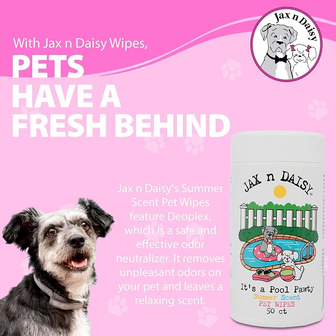 Jax n Daisy Pool Pawty Summer Scent pet Wipes cat Dog Wipes Handy pet Supplies - Image 3