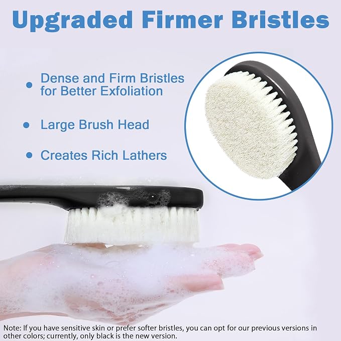 Exfoliating Shower Brush Bath Body Brush, Never Mold 15" Back Brush Long Handle - Image 2