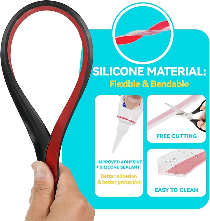 Shower Threshold Water Dam Barrier 67", Silicone Sealant Included, Collapsible - Image 5