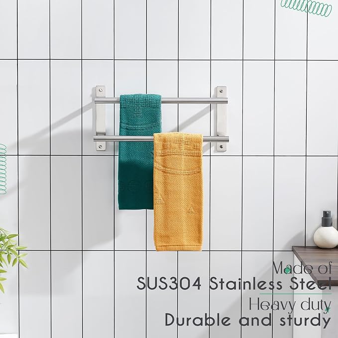 KOKOSIRI 16 Inch Bath Towel Bars Double Towel Racks Bathroom Towel Holder Towel - Image 4