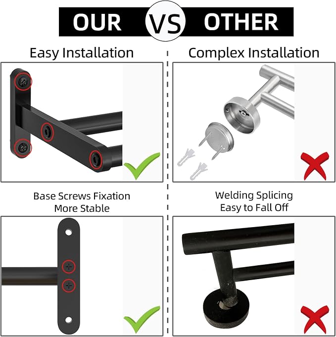 Double Towel Bars for Bathroom, Taaji 16 Inch Bath Towel Bar Wall Mounted - Image 4