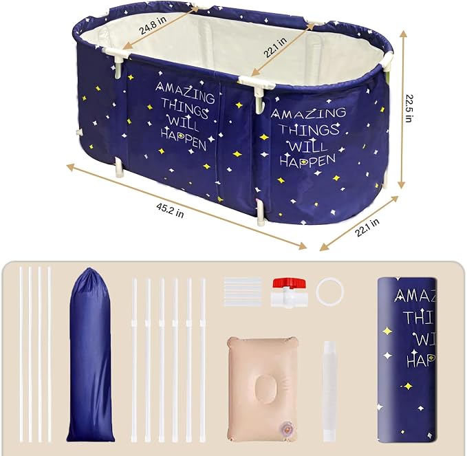 BDL Portable Folding Bathtub Soaking Bath Tub, Separate Family Bathroom SPA Tub - Image 4