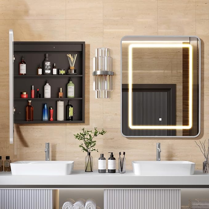 APRILSOUL 20X30 Inch Silver Bathroom Medicine Cabinet - Image 7
