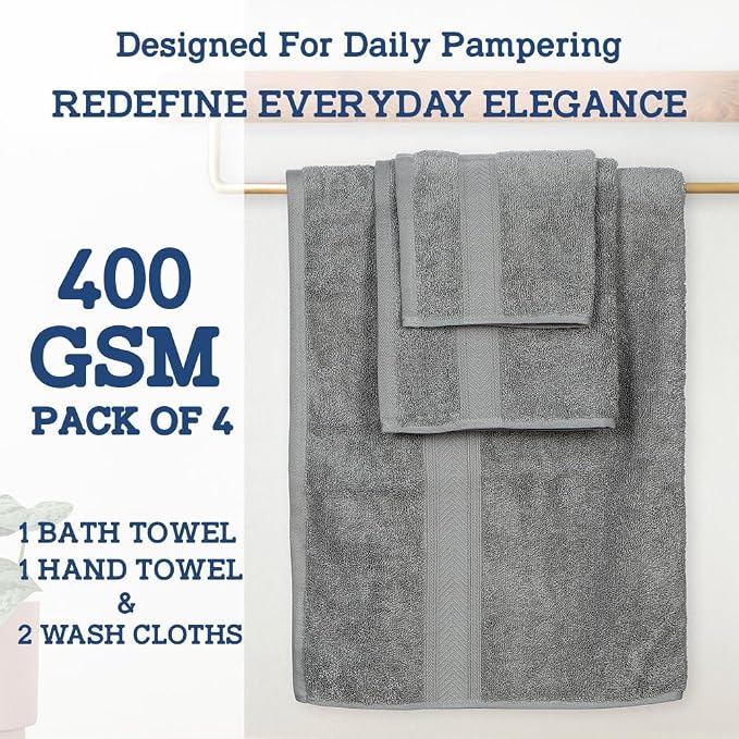 Casa Lino 100% Cotton Bath Towels Set of 4 - Image 3
