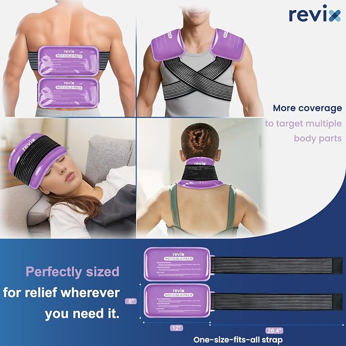 REVIX Large Ice Packs for Injuries, 2 Packs Hot & Cold Gel Ice Packs - Image 6