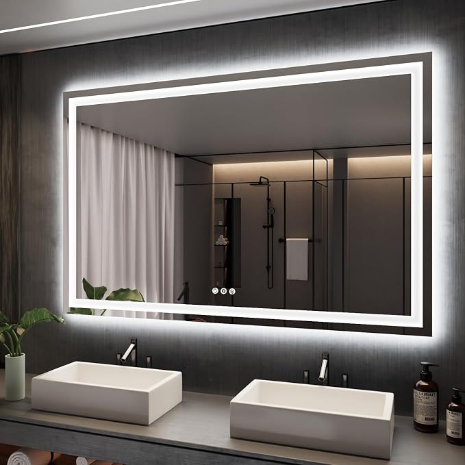 ISKM 66'' x 40'' LED Mirror for Bathroom Lighted Vanity Mirror for Wall Front by ISKM-IStillKeepMovin