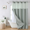 No Hooks Needed Linen Textured Shower Curtain by EACHOPE