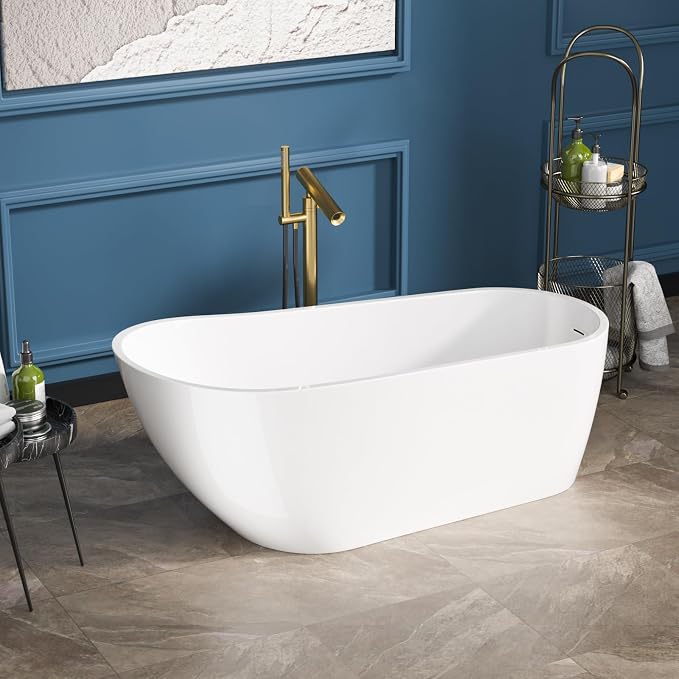 Sarlai 67 Inch Acrylic Freestanding Soaking Bathtub Contemporary Soaking White - Image 2