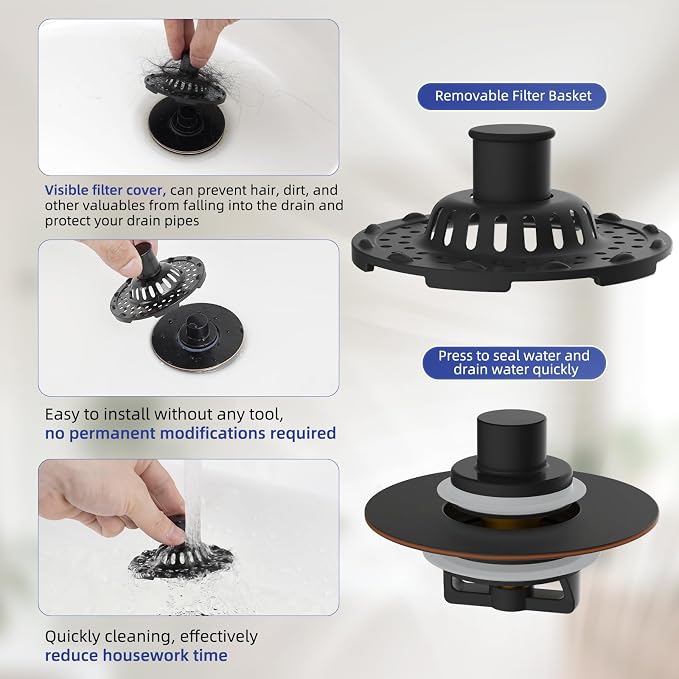 Universal Bathtub Drain Stopper Shower Drain Hair Catcher, Tub Stopper - Image 5