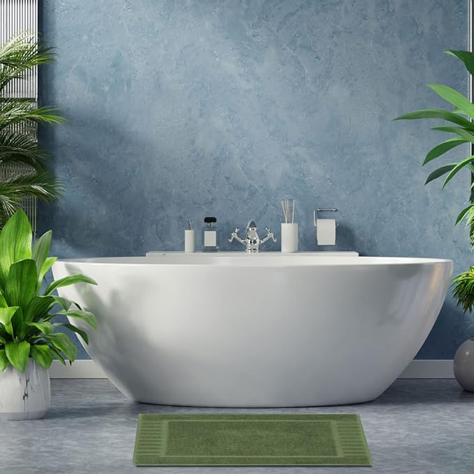 White Classic Luxury Bath Mat Floor Towel Set - Image 5