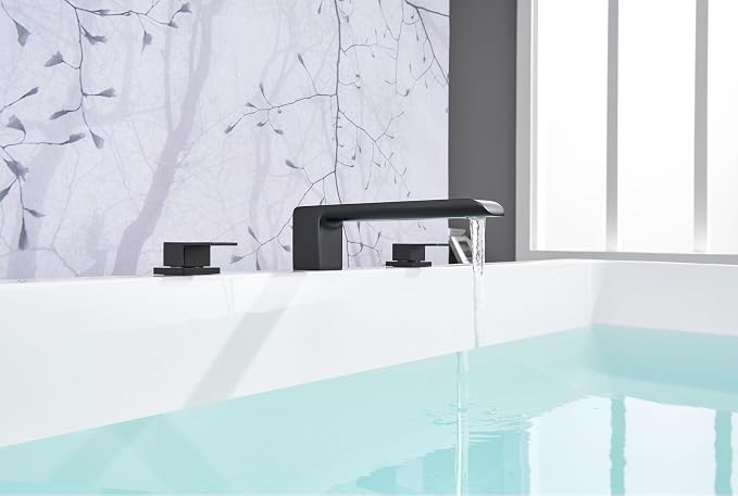 SITGES Minimalist Square-Shaped Bathtub Faucet, 2-Handle Widespread Roman Tub - Image 2