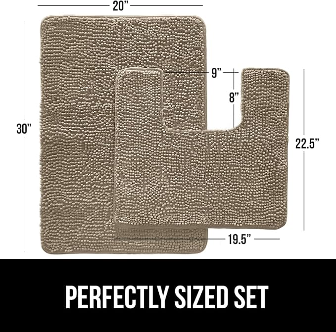 GORILLA GRIP Bathroom Rug Sets, Soft Chenille 2 Piece Area Rugs Set, Toilet - Image 2