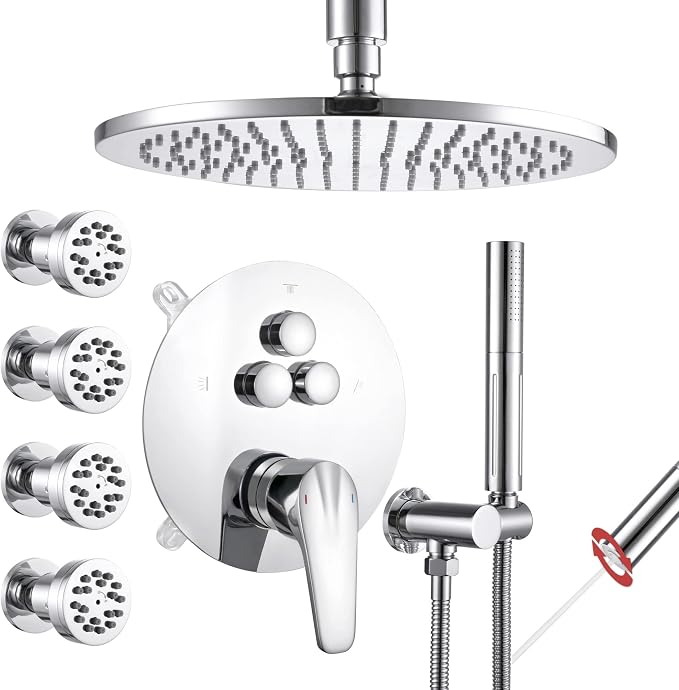 VANFOXLE Shower Faucet Set Chrome Shower System, Push Button Diverter Shower by VANFOXLE