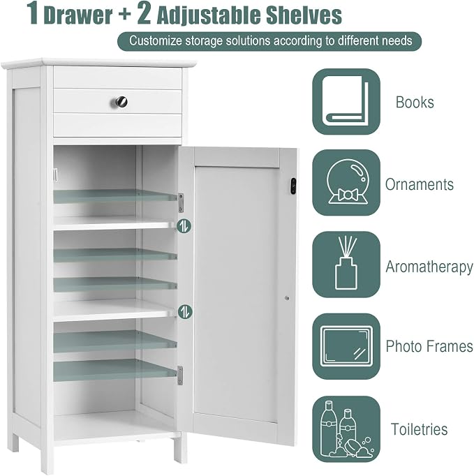 DORTALA Bathroom Floor Cabinet, Free-Standing Wooden Floor Storage Cabinet - Image 5