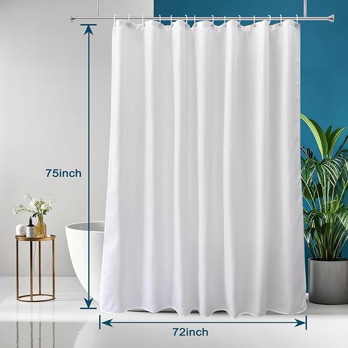 AooHome White Fabric Shower Curtain Liner, Bathroom Curtain - Image 7