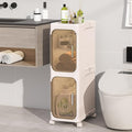 KHNR 2-Tiers Slim Bathroom Storage Cabinet, Foldable Storage Cabinets, Narrow by EnjoyYourLife