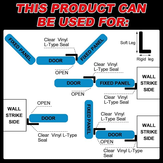 2 Pcs Long Clear Vinyl L-Type Seal Strip - Image 7