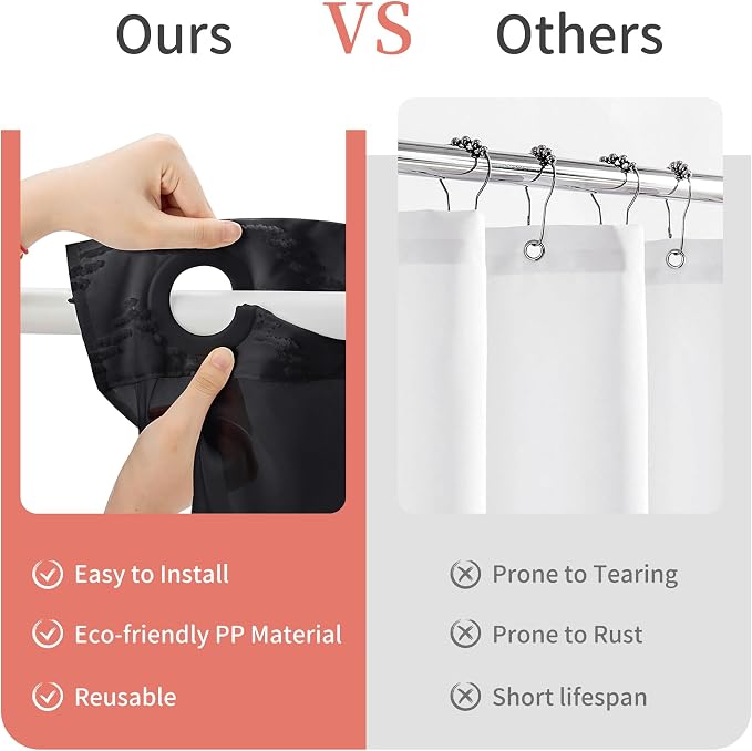 Hookless Shower Curtain with Snap in Liner 71" x 86" Double-Layer Waterproof - Image 4
