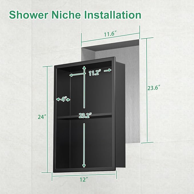 SaniteModar Shower Niche, Stainless Steel Shower Niche 12" X 24" No Tile Needed - Image 3
