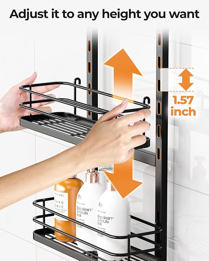 ODesign 3 Tier Height-Adjustable Shower Caddy Hanging Hanger Anti-Swing-Over - Image 6