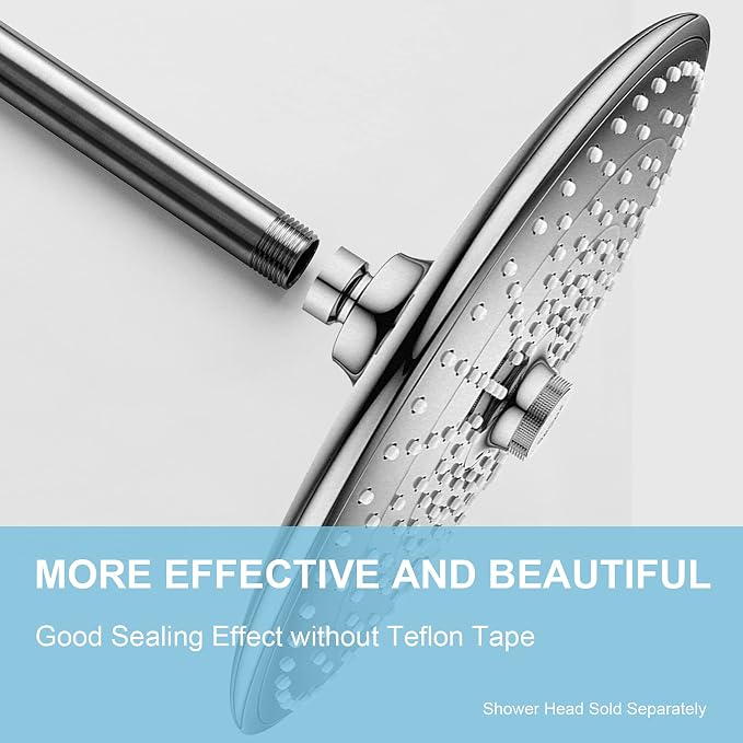 OFFO Shower Arm with Flange, 6 in Brushed Nickel Ceiling Mount Replacement Rain - Image 2