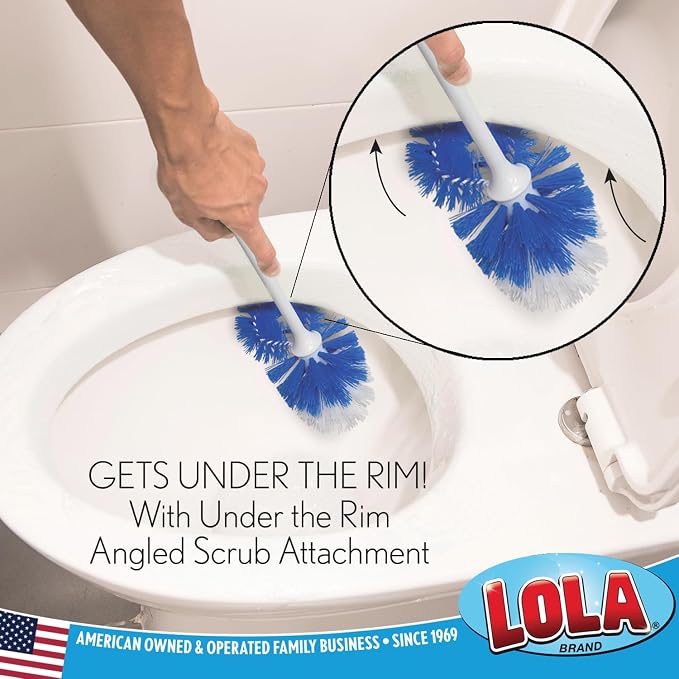 LOLA Classic Toilet Brush w/Under-The-Rim Scrubber, 6 Pack, Deep Cleans The - Image 4