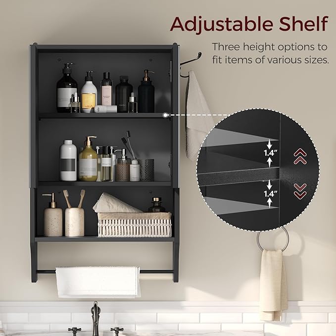 Bathroom Wall Cabinet with Mirror, Medicine Cabinet with 2 Door and Adjustable - Image 4