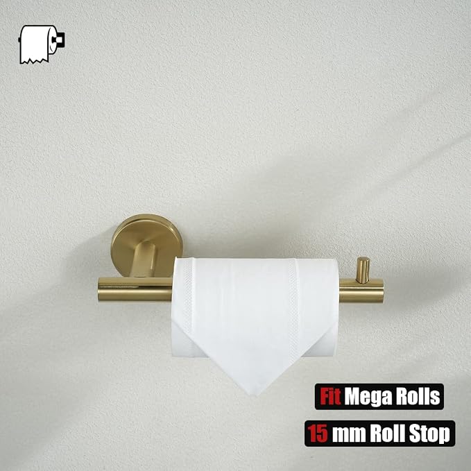 JQK Bathroom Hardware Set, 5-Piece Bath Accessories Set Brass Gold Wall Mount - Image 8