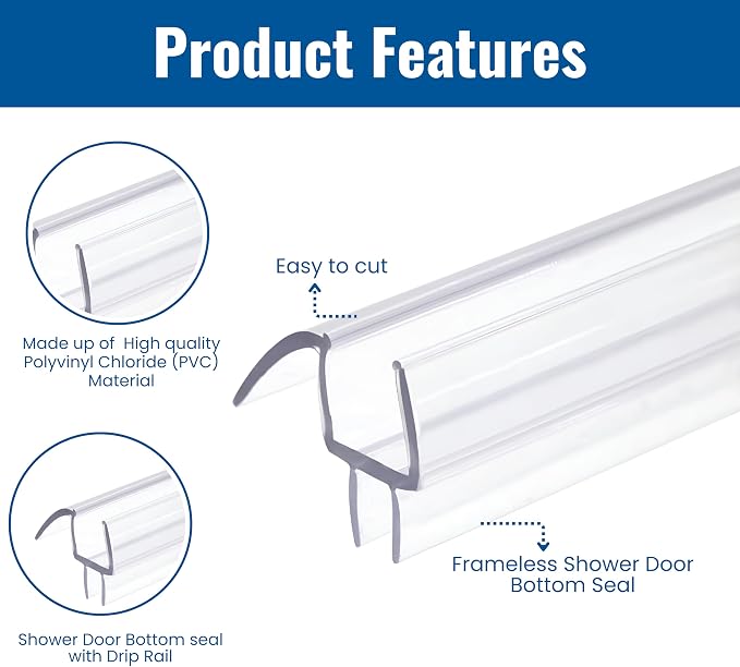 KC Hardware Frameless Shower Door Bottom Seal Strip - Image 2