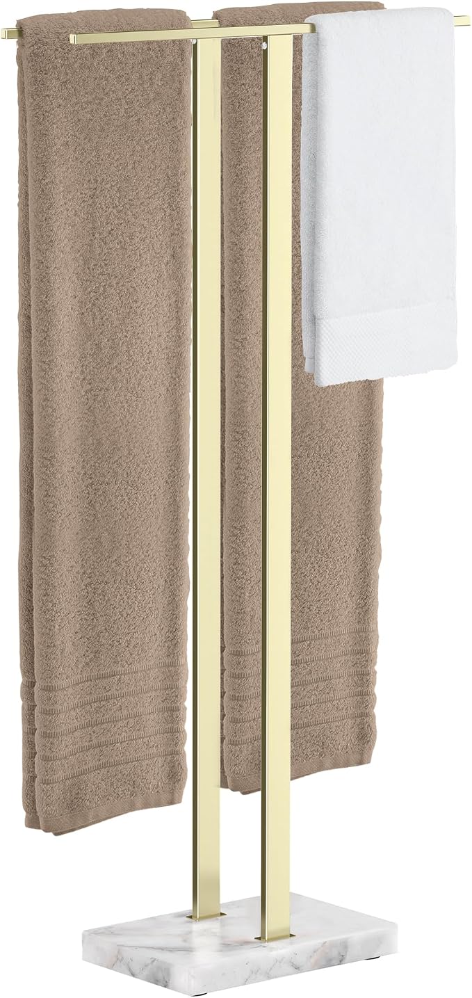 KES Standing Towel Rack with Marble Base, Towel Rack Stand Fits Large Bath Towel by KES