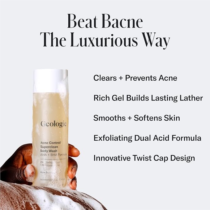 Geologie Acne Control Body Wash | Exfoliating AHA + BHA Cleanser - Image 2
