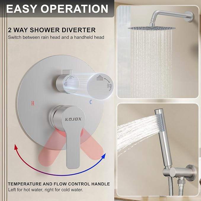 12-Inch Brushed Nickel Shower System: Ultimate High-Pressure Experience - Image 5