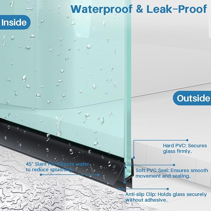 Shower Door Bottom Seal Strip, Fits 10mm Thick Glass, Prevents Leaks, Easy - Image 4