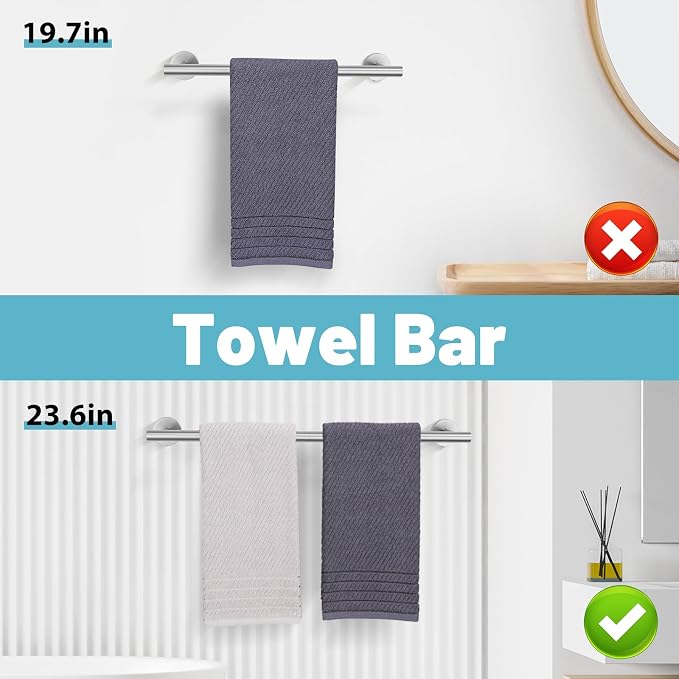 Bathroom Hardware Set, 4-Piece Towel Bar Set Brushed Nickel Towel Holder Set - Image 3