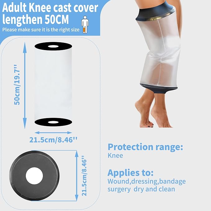 Knee Cast Cover for Shower, Waterproof Bandage and Cast Protector for Knee - Image 2